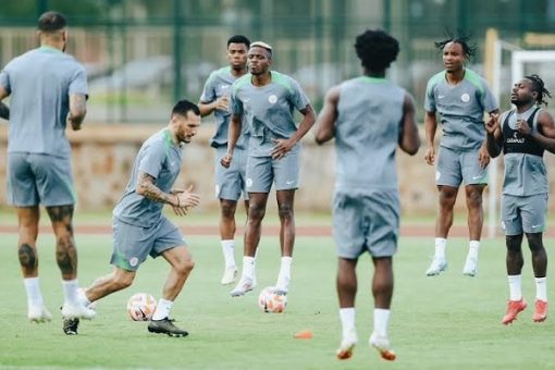 Super Eagles players training in Uyo ahead of 2026 FIFA World Cup qualifier against Rwanda